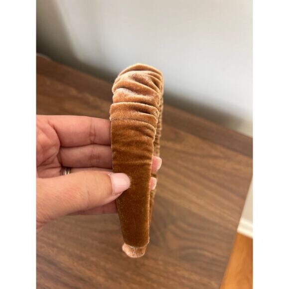 NEW Lele Sadoughi Copper Velvet Kelly Ruched Headband Brown Women's One Size - Picture 5 of 7